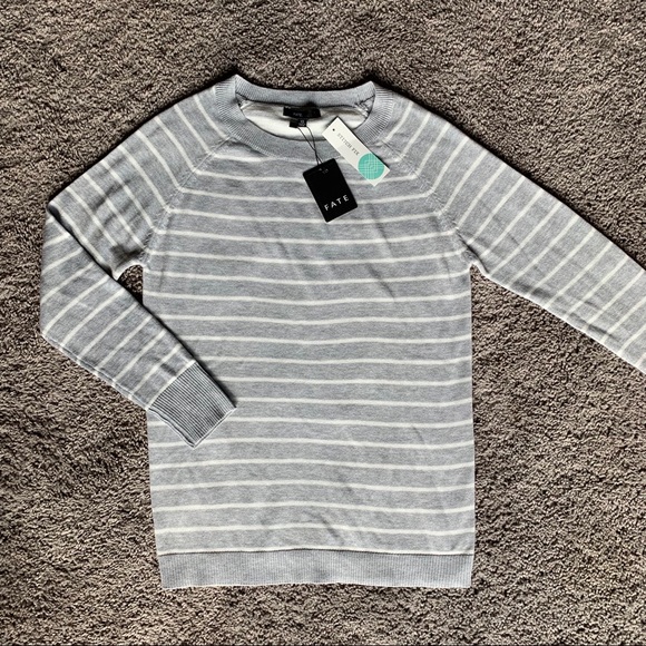 Fate Stitch Fix Gray Striped Pullover 